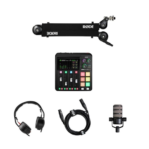 Rode Solo Podcasting Bundle Inc.RodeCaster Duo, PodMic, NTH50, PSA1+ & XLR3M