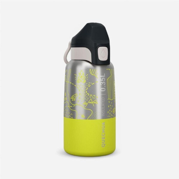 Quechua Kids’ 0.35 L Stainless Steel Insulated Flask With Quick Opening Hiking Cap