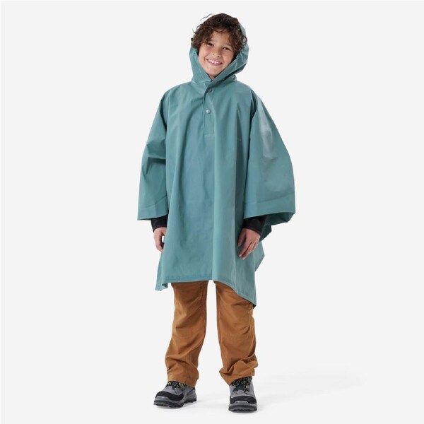 Decathlon Kids’ Hiking Rain Poncho 10 L 126 To 156 Cm Blue Green