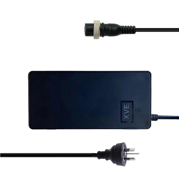 XVE 67.2V GX16 3 Prong Inline Charger for 60V Electric eScooter E Bike EBike Lithium Ion Battery Australian Approved Fast Charging RED GREEN Light Indicator