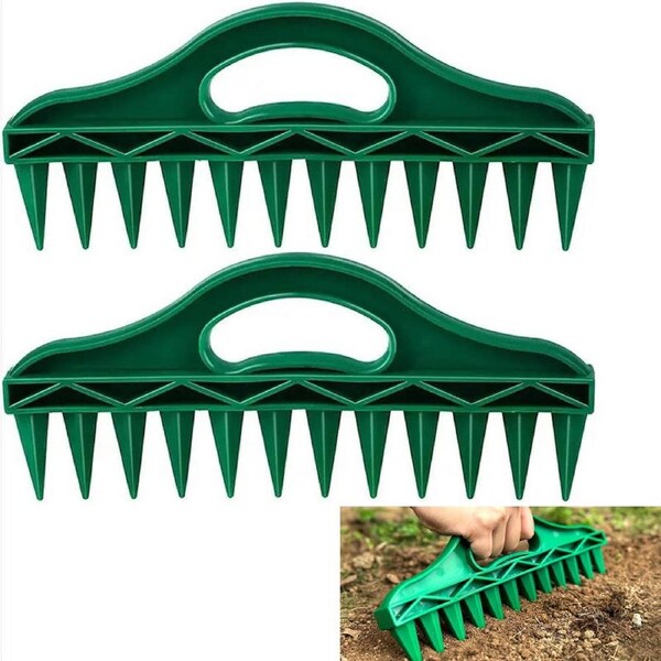 2 Pack 12-Hole Fast Seeding Punch Tool Seed Dispenser Seed Spacer Gardening Tool