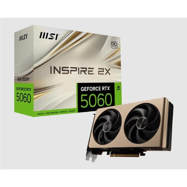 MSI nVidia GeForce RTX 5060 8G INSPIRE 2X OC, PCI Express Gen 5 x16, Boost: 2535 MHz, CUDA 3840 Units, 8GB GDDR7,. HDMI x 1 (emabargo)