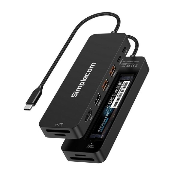 Simplecom CHT595 9-in-1 USB-C Multiport Docking Station with NVMe M.2 Enclosure 2xUSB-A 10Gbps, USB-C 10Gbps, HDMI 2.0 4K@60Hz, SD/MicroSD, PD100W