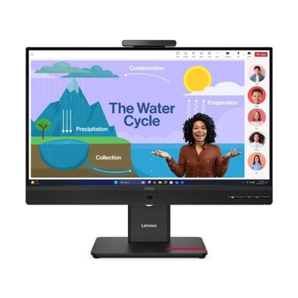 LENOVO ThinkVision T24D-4V 23.8'24' FHD IPS Monitor 1920x1080 16:9 Height Adjustable Tilt Swivel Pivot DP HDMI USB-C hub LAN Hub built-in Webcam Speak