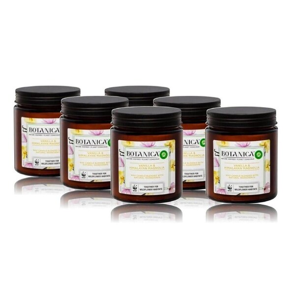 6 x AIR WICK Vanilla and Himalayan Magnolia Botanica Candle - White