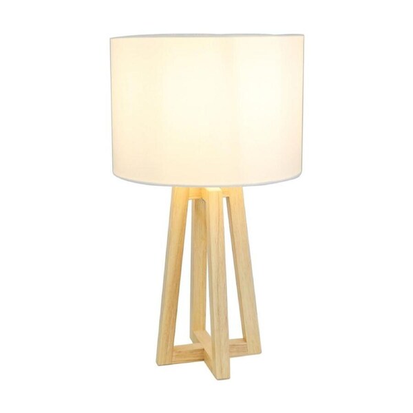 NF-Living Brite Contemporary Tripod Bedside/Desk Table Timber Lamp 25x45cm White