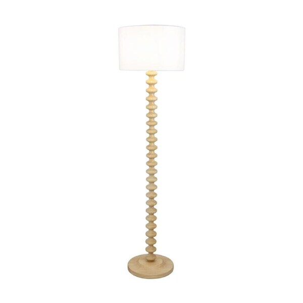 NF-Living Luxon Floor Lamp W/ Sculpted Wooden Stem 53x137cm White