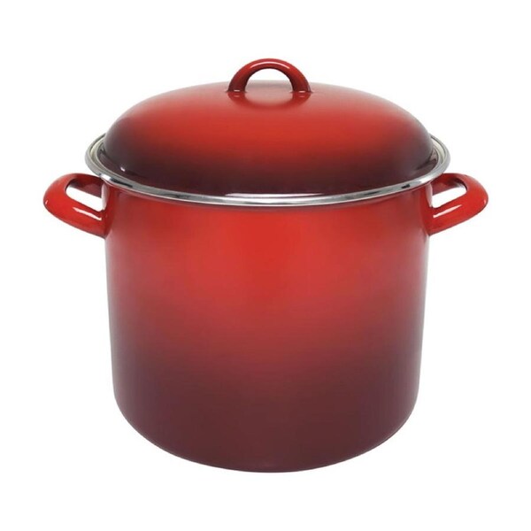 Chasseur 14L Enamelled Steel Stock Pot Kitchen Cookware Red 28x24cm