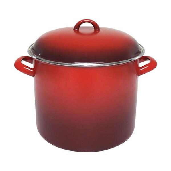 Chasseur 8.2L Enamelled Steel Stock Pot Kitchen Cookware Red 24x20cm