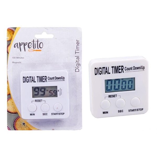 Appetito 100 Minute Count Down Digital Timer Kitchen Tool White