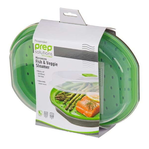 Progressive Microwave Fish & Veggie Steamer Cookware Fits Up To 9 Inch Fillet