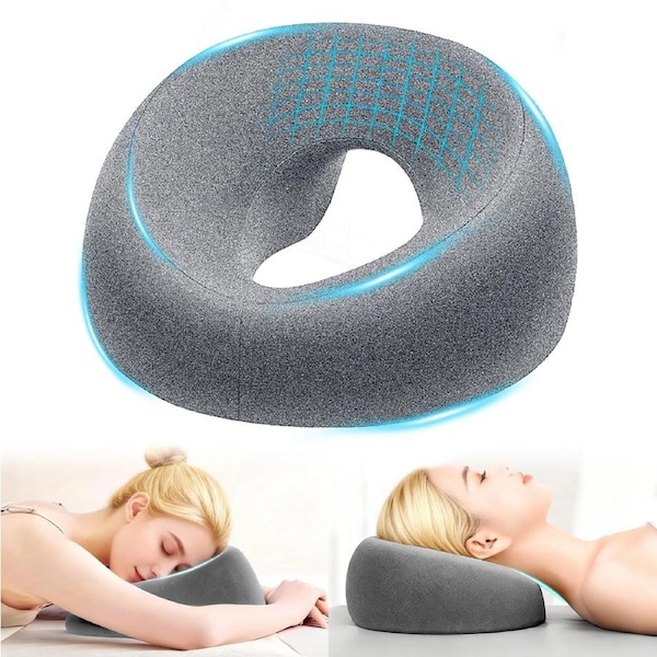 Face Down Pillows for Massage Table, Massage Headrest for Bed, Face Pillow for Stomach Sleeping with Cooling Face Pad, Grey
