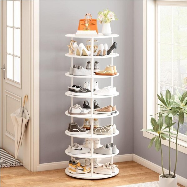 Advwin 7-Tiers Rotating Shoe Rack Tower 360 Spinning Shoe Rack Tower Revolving Free Standing Shoe Storage Organizer