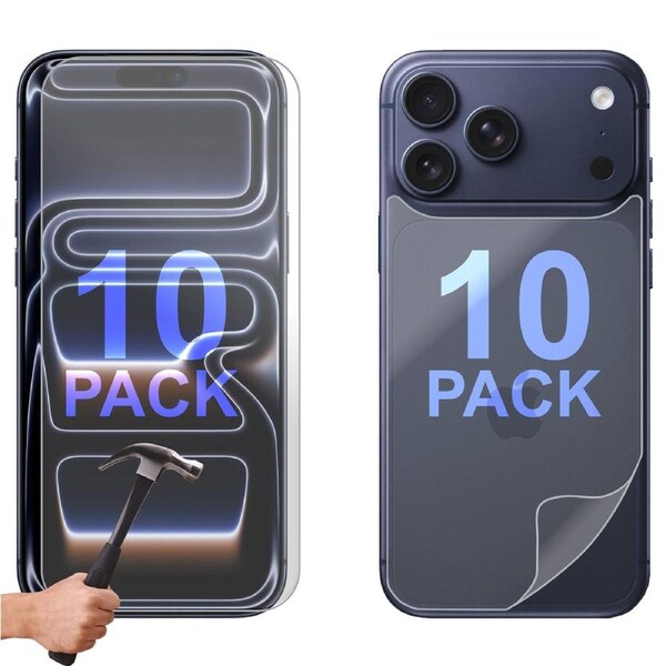 10 Set Tempered Glass Screen Protector for Apple iPhone 17 PRO MAX Front and Back Film Bulk