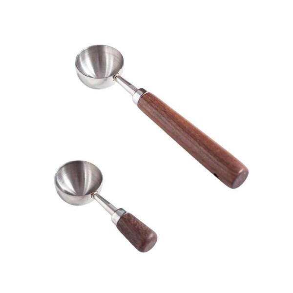 2PCS Stainless Steel Walnut Coffee Spoon Food Grade for Home Café Durable