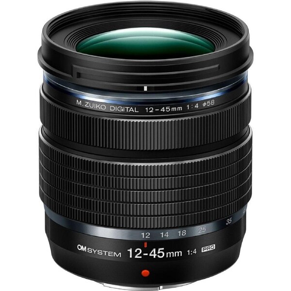 OM System 12-45mm f/4 PRO Black Lens