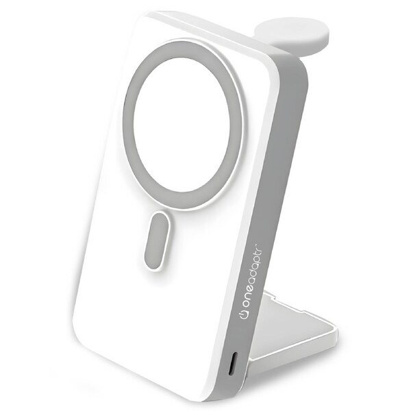 OneAdaptr OneGo White 5 in 1 MagSafe Charging Stand Power Bank