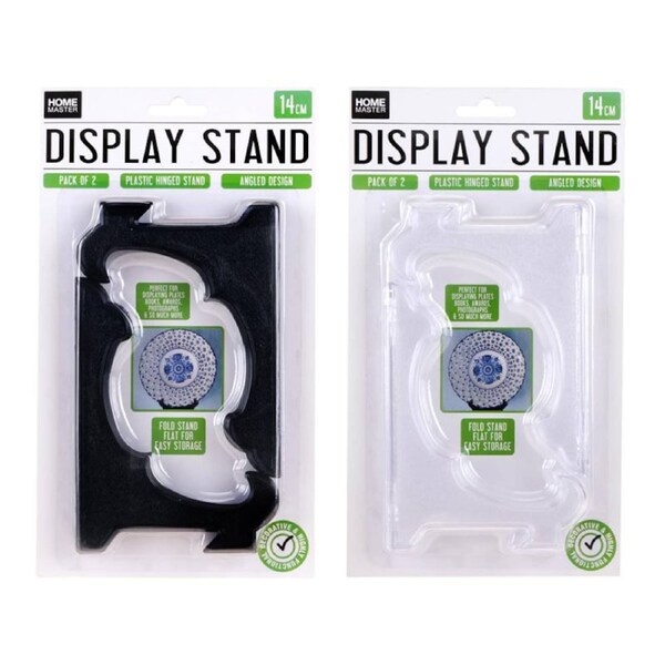 Plate Stand Clear & Black Asst 14cm 2pk