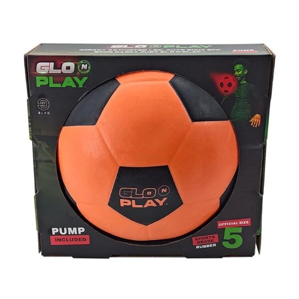 Glo N Play Rubber Orange and Black Rechargeable Light Up Soccer Ball