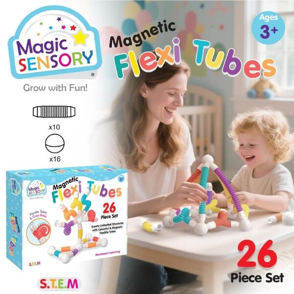 Magic Sensory Magnetic Flexi Tubes 26 Piece Set