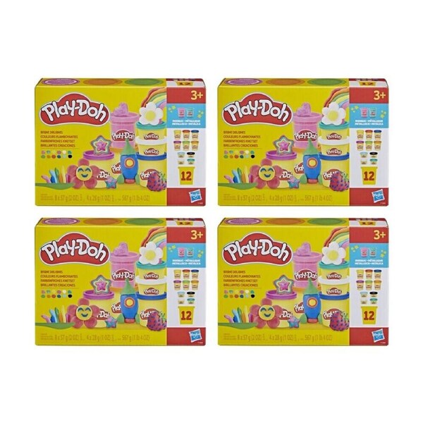 4PK Play-Doh Bright Delights Multicolour Kids Arts & Crafts Set 3y+ 12 Colours