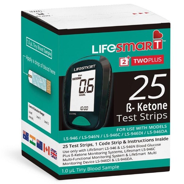 LifeSmart TwoPlus Ketone Test Strips 25 Pack