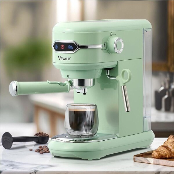 Vevare Espresso Coffee Machine Latter Cappuccino Flat White Maker 19 Bar Milk Frother Mint