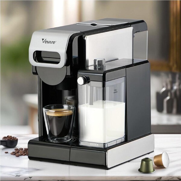 Vevare 5 in 1 Capsule Coffee Machine Milk Frother Nespresso Dolce-Gusto Pod K-Cup Maker