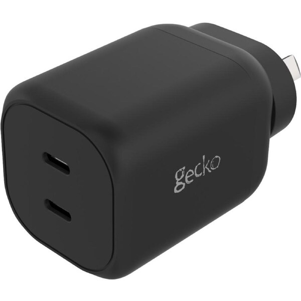 Gecko - 45W GAN Dual USB-C Wall Charger - Black