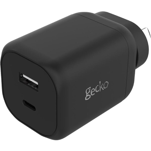 Gecko - 45W GAN Dual USB-C & A Wall Charger - Black
