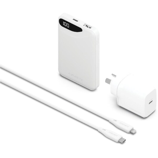 Cygnett ChargePlus 5K Powerbank and Lightning Charging Bundle - White