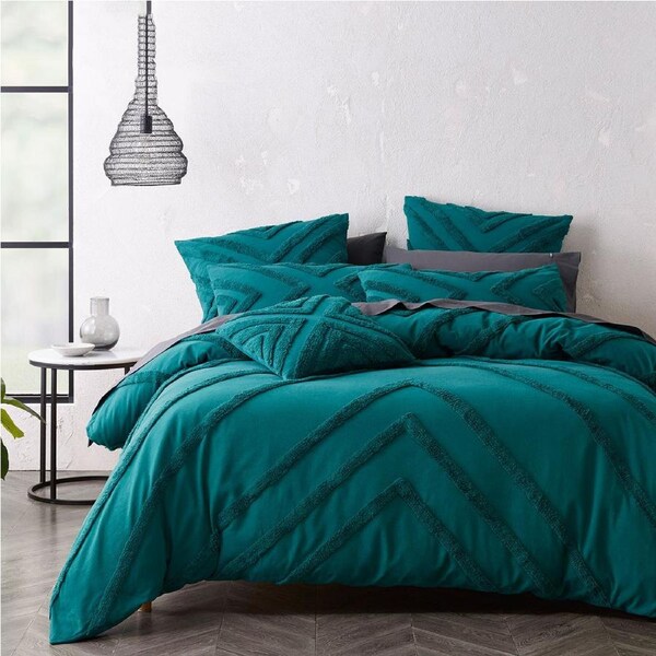 Bianca Haven Teal Quilt Cover Set Queen 210 x 210 cm