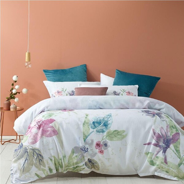 Bianca Zaylee Mauve Light Waffle Quilt Cover Set Queen 210 x 210 cm