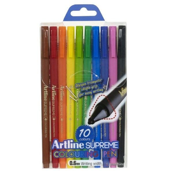 Artline Supreme Fineliner 0.6mm 10-Piece Assorted 102236