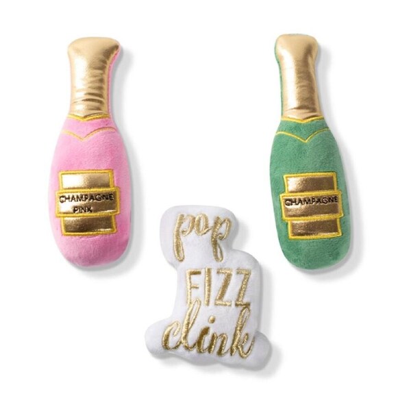 3pc Petshop By Fringe Studio Minis Champagne Plush Dog Toy Set Multicolour