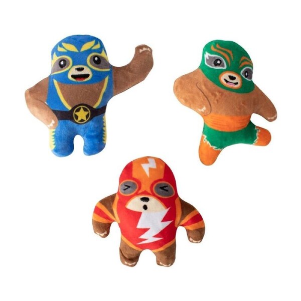 3pc Petshop By Fringe Studio Little Taste Of Glory Mexican Wrestlers Dog Toy Set