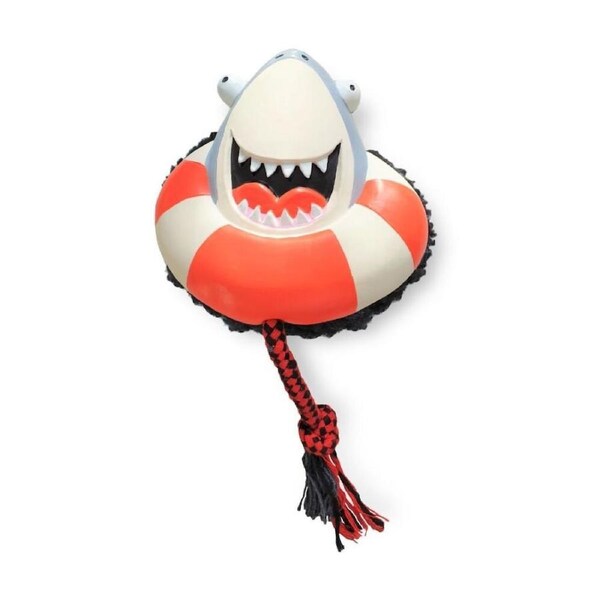 Max & Molly Squeaker Snuggles Dog Chewing Toy w/ Cotton Rope Frenzy The Shark