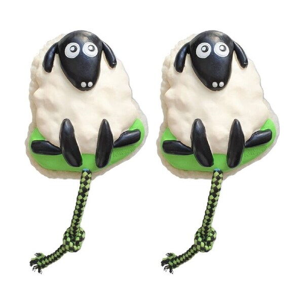 2PK Max & Molly Squeaker Snuggles Dog Chewing Toy w/ Cotton Rope Woody The Sheep