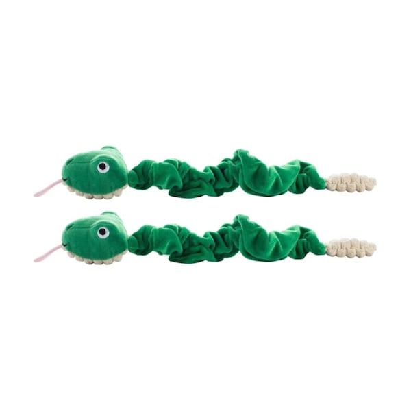 2PK Petshop By Fringe Studio Hisses & Kisses Tuggable Soft Plush Dog Toy Green