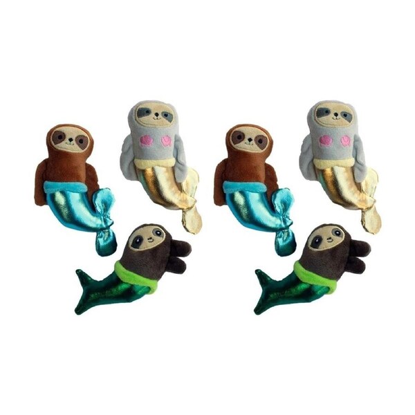 2x 3pc Fringe Studio Mersloth Mermaid Plush Small Dog Toy Set Multicolour
