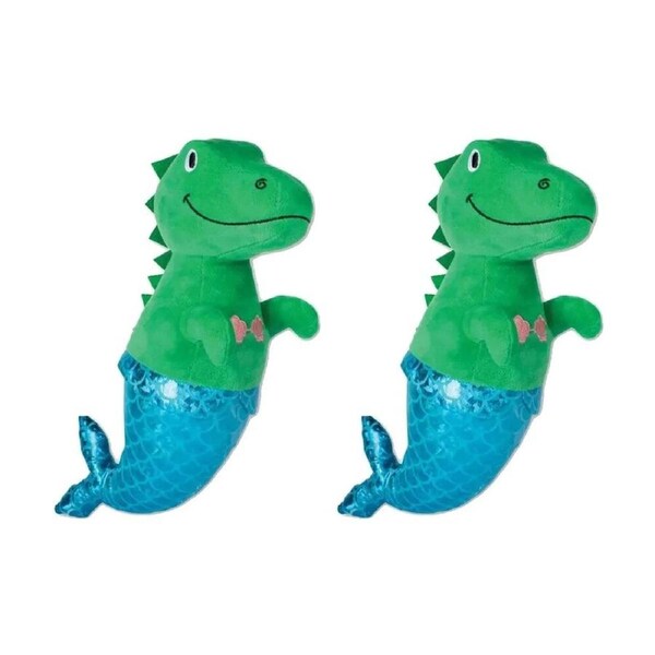 2PK Fringe Studio Mer Dinsoaur Rex Soft Plush Dog Toy Multicolour