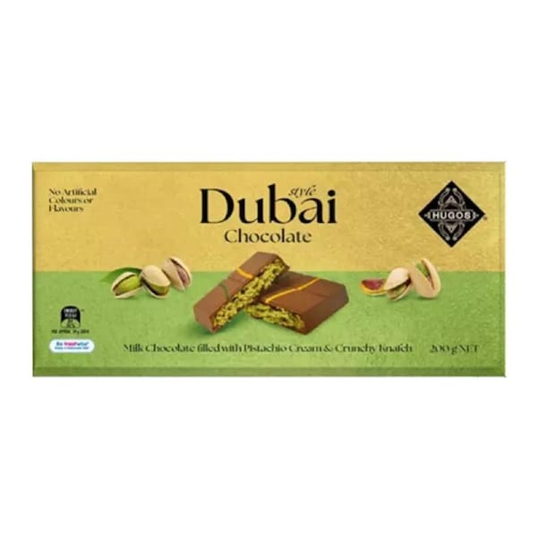Hugos Dubai Chocolate Block (Milk Chocolate filled with Pistachio Cream & Knafeh) - 200g