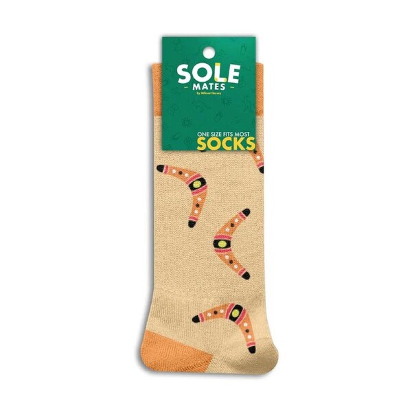 Sole Mates Cotton Adult Socks Boomerang Cream One Size Fits All