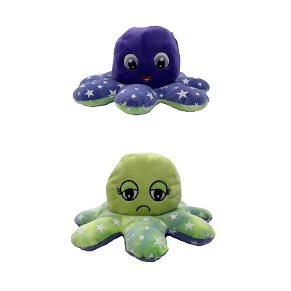 Huggable Toys Purple Octopus Gemini Plush 10cm Glow in the Dark Soft Toy
