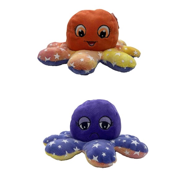 Huggable Toys Orange Octopus Gemini Plush 10cm Glow in the Dark Soft Toy