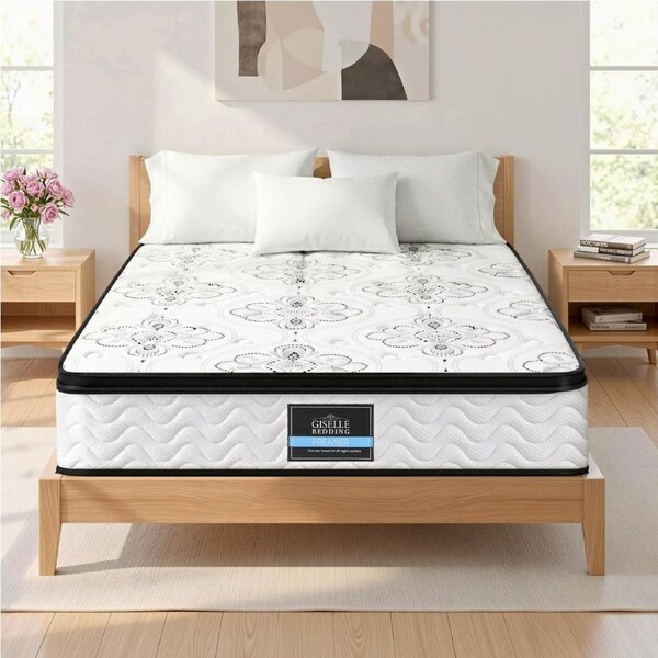 Giselle Bedding Queen Mattress 30cm Pocket Spring Euro Top Medium Firm Foam