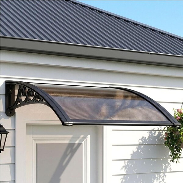 Instahut Window Awning Drainage 0.6mx0.6m Outdoor Brown