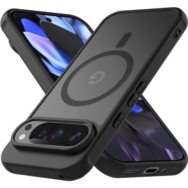 Magnetic Case for Google Pixel 9 Case, Matte Shockproof Back Phone Cover for Google Pixel 9 Pro (Black)