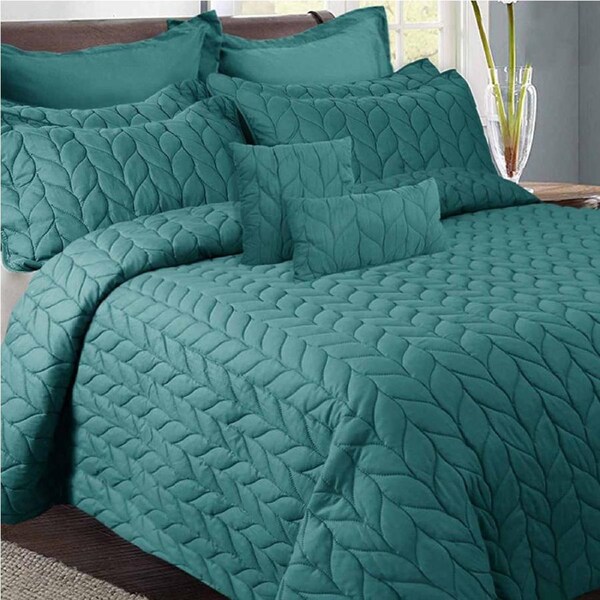 Ramesses 9 Pieces Ultrasonic Comforter Set Queen Teal