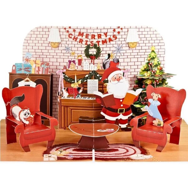 Singing Santa with His Best Friends 3D Card
